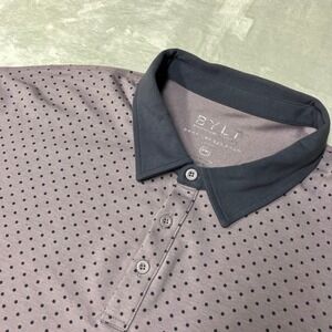 BYLT Premium Basics Polo Drop Cut Lux Polka Dot Short Sleeve Purple‎ Mens XXL